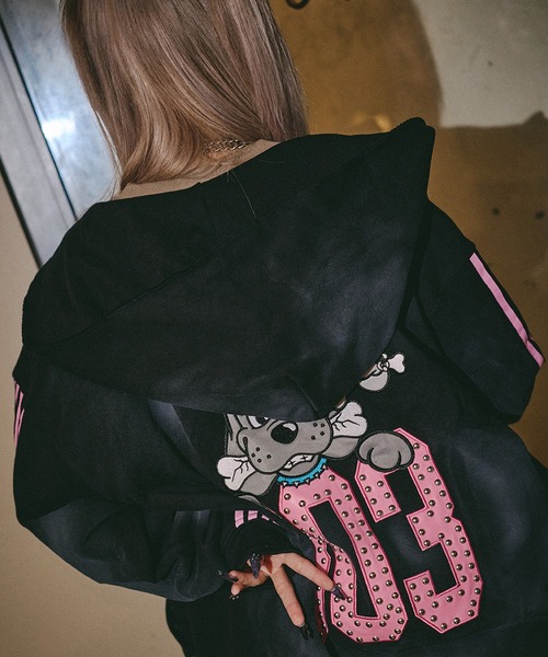 GALFY(ガルフィー)の「【GALFY/ガルフィー】全力汚し部パーカー(パーカー・メンズ・ブラック×ピンク/ブラック/杢グレー・XXL/XL/L)」の18枚目の写真