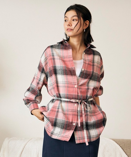 RIKKA FEMME(リッカファム)の「RIKKA FEMME/リッカファム 長袖 シャツ チェック柄 ネルシャツ ウエストリボン RF6F-2602(シャツ/ブラウス・レディース・カーキ/マスタード/ピンク・FREE)」の22枚目の写真