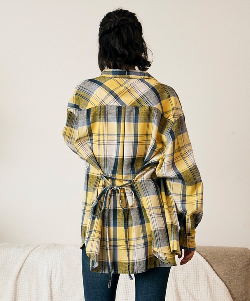 RIKKA FEMME(リッカファム)の「RIKKA FEMME/リッカファム 長袖 シャツ チェック柄 ネルシャツ ウエストリボン RF6F-2602(シャツ/ブラウス・レディース・カーキ/マスタード/ピンク・FREE)」の13枚目の写真
