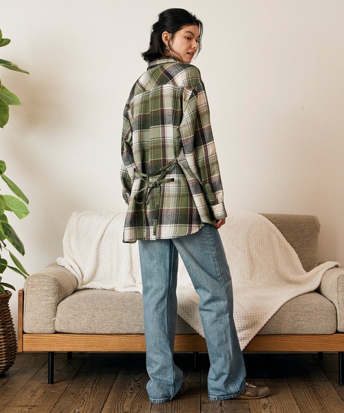 RIKKA FEMME(リッカファム)の「RIKKA FEMME/リッカファム 長袖 シャツ チェック柄 ネルシャツ ウエストリボン RF6F-2602(シャツ/ブラウス・レディース・カーキ/マスタード/ピンク・FREE)」の8枚目の写真