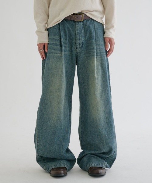 EPNK(イーピーエヌケー)の「Baggy hickory denim / バギーヒッコリーデニム(デニムパンツ・メンズ・インディゴブルー/ブラック・SMALL/MEDIUM/LARGE)」の2枚目の写真