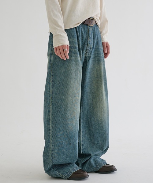 EPNK(イーピーエヌケー)の「Baggy hickory denim / バギーヒッコリーデニム(デニムパンツ・メンズ・インディゴブルー/ブラック・SMALL/MEDIUM/LARGE)」の14枚目の写真