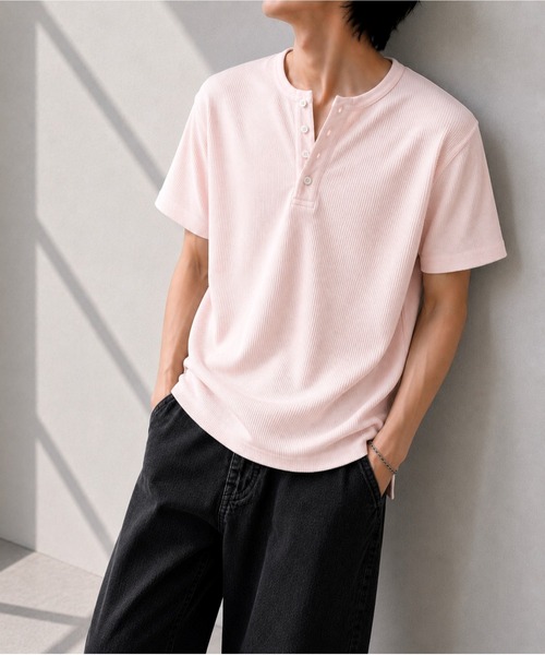Bls】 【ZM】【Bling Leads】サーマルワッフル H/N TEE（Tシャツ