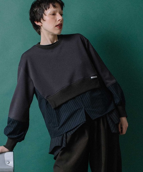 MARECHAL TERRE（マルシャルテル）の「コンビネーショントップス（スウェット・レディース・チャコールグレー/ネイビー/ブラック/カーキ・MEDIUM）」の3枚目の写真