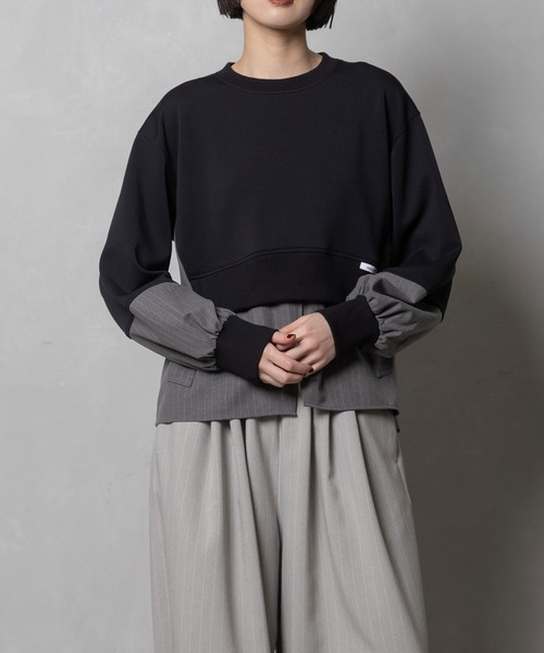 MARECHAL TERRE（マルシャルテル）の「コンビネーショントップス（スウェット・レディース・チャコールグレー/ネイビー/ブラック/カーキ・MEDIUM）」の2枚目の写真
