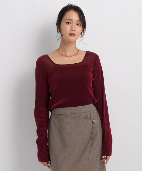 Andemiu(アンデミュウ)の「シアーベロア長袖カットソー/1043829(Tシャツ/カットソー・レディース・ホワイト/ブラック/ダークブラウン/レッド・FREE)」の7枚目の写真