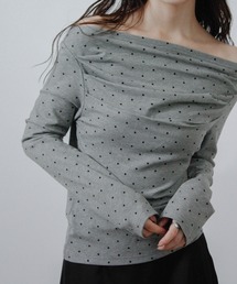 ドット オフショル カットソー Tシャツ トップス 長袖