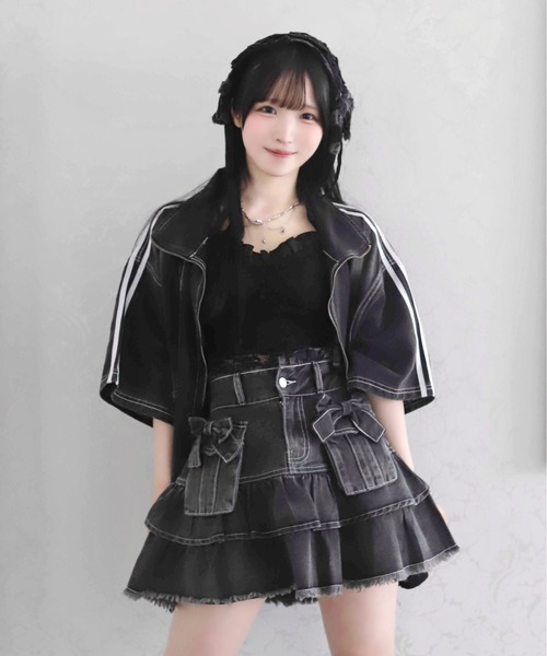 Whinny(ホワイニー)の「Whinny/【2026夏新作♪】やんちゃパーティースカート(デニムスカート・レディース・ブラック/ホワイト・FREE)」の21枚目の写真