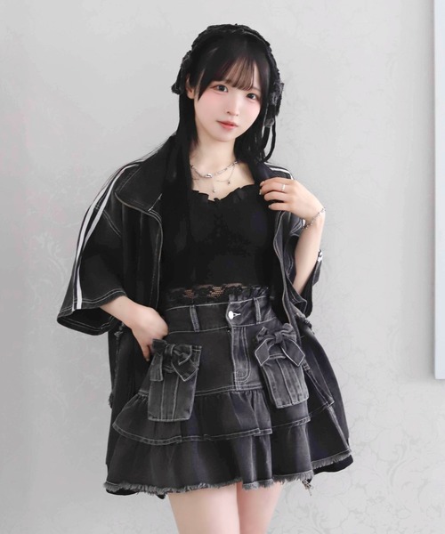 Whinny(ホワイニー)の「Whinny/【2026夏新作♪】やんちゃパーティースカート(デニムスカート・レディース・ブラック/ホワイト・FREE)」の22枚目の写真
