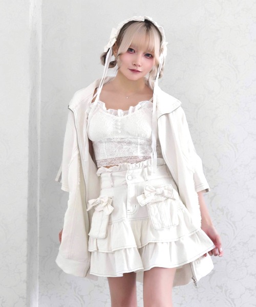 Whinny(ホワイニー)の「Whinny/【2026夏新作♪】やんちゃパーティースカート(デニムスカート・レディース・ブラック/ホワイト・FREE)」の5枚目の写真