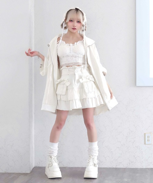 Whinny(ホワイニー)の「Whinny/【2026夏新作♪】やんちゃパーティースカート(デニムスカート・レディース・ブラック/ホワイト・FREE)」の6枚目の写真