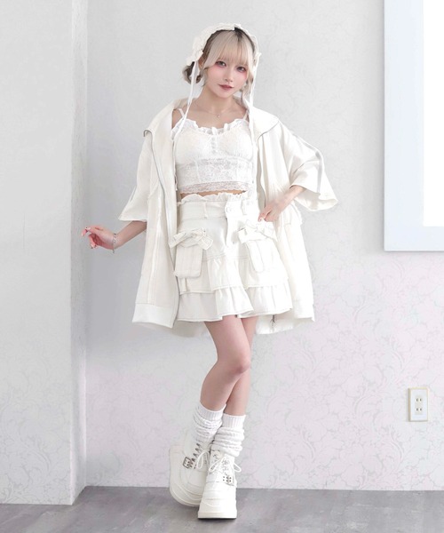 Whinny(ホワイニー)の「Whinny/【2026夏新作♪】やんちゃパーティースカート(デニムスカート・レディース・ブラック/ホワイト・FREE)」の7枚目の写真