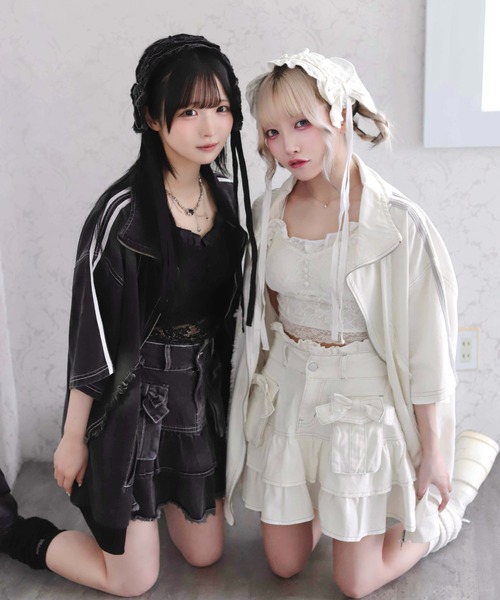 Whinny(ホワイニー)の「Whinny/【2026夏新作♪】やんちゃパーティースカート(デニムスカート・レディース・ブラック/ホワイト・FREE)」の11枚目の写真