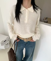 長袖ポロカラーニット