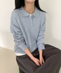 長袖ポロカラーニット