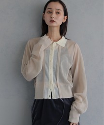 &g'aime（アンジェム）の「【&ｇ'aime 】バイカラーシアーカーデ　Bicolor Sheer Cardigan（カーディガン/ボレロ）」