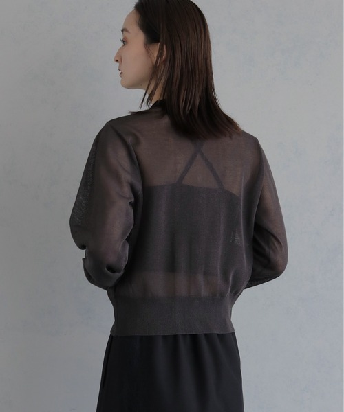 &g'aime(アンジェム)の「【&g'aime 】バイカラーシアーカーデ Bicolor Sheer Cardigan(カーディガン/ボレロ・レディース・グレイッシュベージュ/チャコールグレー/ブラック・FREE)」の18枚目の写真