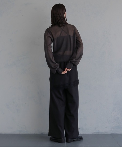 &g'aime(アンジェム)の「【&g'aime 】バイカラーシアーカーデ Bicolor Sheer Cardigan(カーディガン/ボレロ・レディース・グレイッシュベージュ/チャコールグレー/ブラック・FREE)」の21枚目の写真