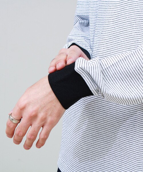 GLOSTER(グロスター)の「【多機能】Functionボーダー ヘンリーネックロンT(Tシャツ/カットソー・メンズ・グレー系その他/ホワイト系その他/ブラック系その他・S/M/L)」の8枚目の写真