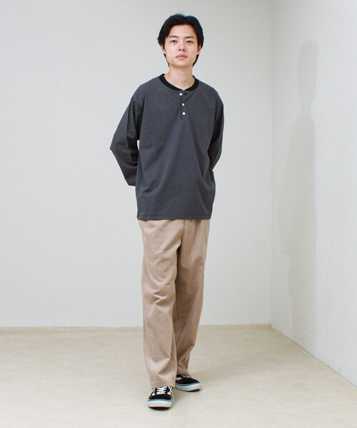 GLOSTER(グロスター)の「【多機能】Functionボーダー ヘンリーネックロンT(Tシャツ/カットソー・メンズ・グレー系その他/ホワイト系その他/ブラック系その他・S/M/L)」の12枚目の写真
