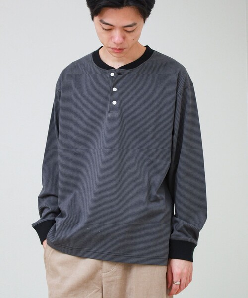 GLOSTER(グロスター)の「【多機能】Functionボーダー ヘンリーネックロンT(Tシャツ/カットソー・メンズ・グレー系その他/ホワイト系その他/ブラック系その他・S/M/L)」の13枚目の写真