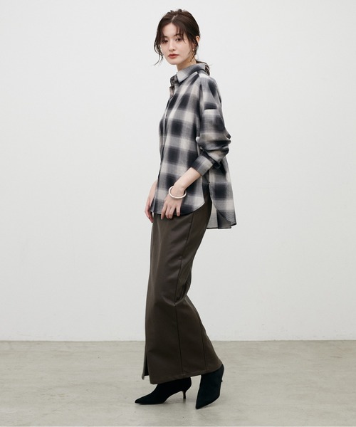LARUTA(ラルータ)の「【LARUTA】シアーチェック柄シャツ(シャツ/ブラウス・レディース・ベージュ/グレー/ブラック・FREE)」の14枚目の写真