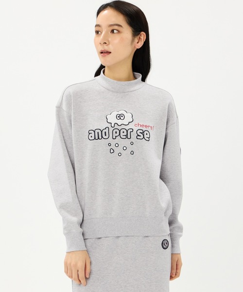 and per se(アンパスィ)の「ショットスムーザースウェット長袖モックネックプルオーバー(レディース)(スウェット・レディース・エメラルド/ネイビー・M/L)」の4枚目の写真