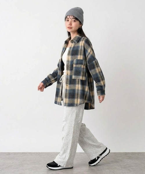 CRB(シーアールビー)の「チェックビッグシャツ(シャツ/ブラウス・レディース・ブルー/グリーン/オレンジ・F)」の5枚目の写真