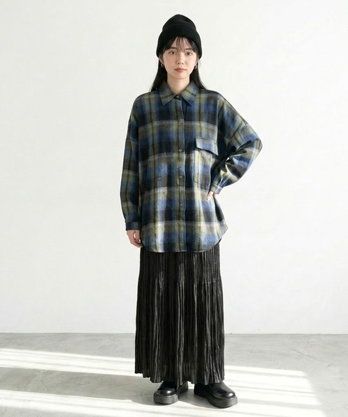 CRB(シーアールビー)の「チェックビッグシャツ(シャツ/ブラウス・レディース・ブルー/グリーン/オレンジ・F)」の9枚目の写真