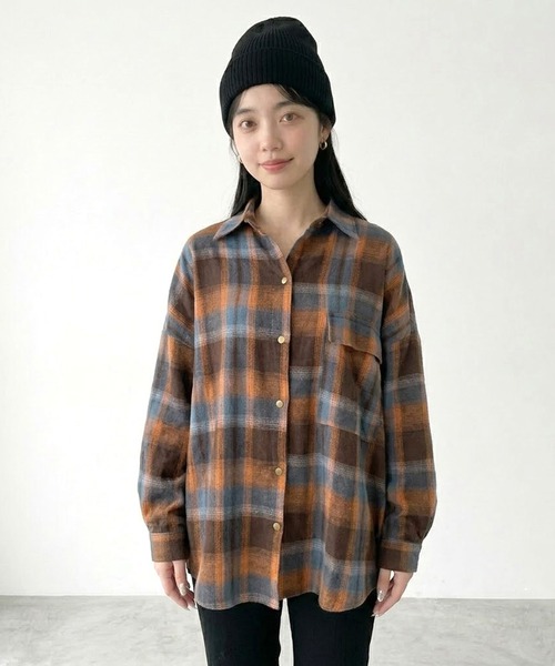 CRB(シーアールビー)の「チェックビッグシャツ(シャツ/ブラウス・レディース・ブルー/グリーン/オレンジ・F)」の11枚目の写真