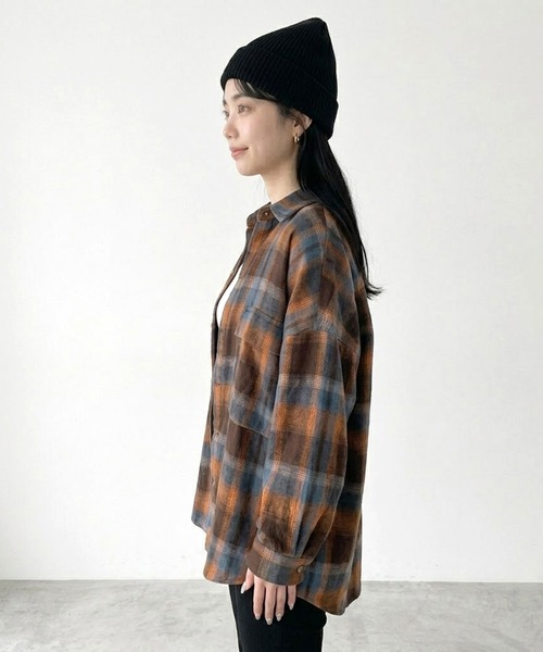CRB(シーアールビー)の「チェックビッグシャツ(シャツ/ブラウス・レディース・ブルー/グリーン/オレンジ・F)」の14枚目の写真
