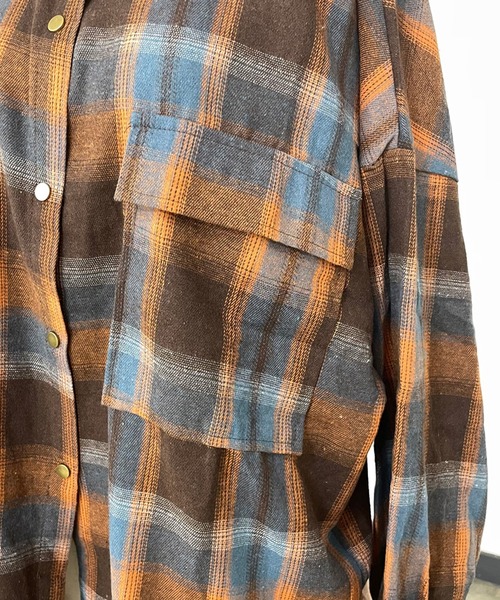 CRB(シーアールビー)の「チェックビッグシャツ(シャツ/ブラウス・レディース・ブルー/グリーン/オレンジ・F)」の22枚目の写真