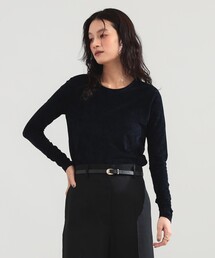 トリアセテート クルーネック ベロア Tシャツ