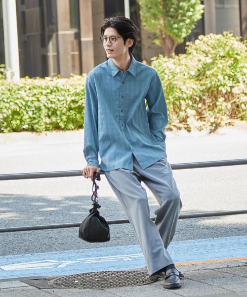THE SHOP TK (ザ ショップ ティーケー )の「【洗濯機OK】格子織 長袖シャツ(シャツ/ブラウス・メンズ・ダークグレー/ブルー・02/03)」の11枚目の写真