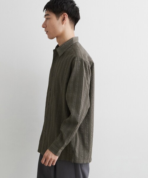 THE SHOP TK (ザ ショップ ティーケー )の「【洗濯機OK】格子織 長袖シャツ(シャツ/ブラウス・メンズ・ダークグレー/ブルー・02/03)」の12枚目の写真