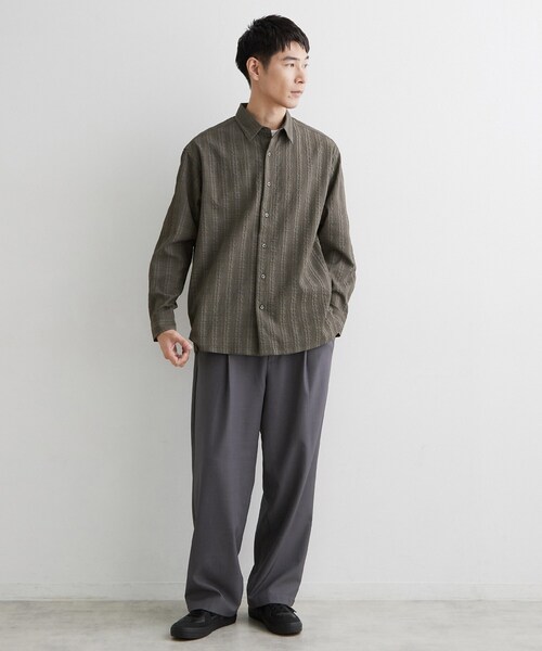 THE SHOP TK (ザ ショップ ティーケー )の「【洗濯機OK】格子織 長袖シャツ(シャツ/ブラウス・メンズ・ダークグレー/ブルー・02/03)」の14枚目の写真