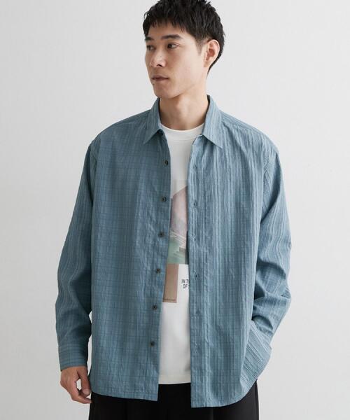 THE SHOP TK (ザ ショップ ティーケー )の「【洗濯機OK】格子織 長袖シャツ(シャツ/ブラウス・メンズ・ダークグレー/ブルー・02/03)」の16枚目の写真