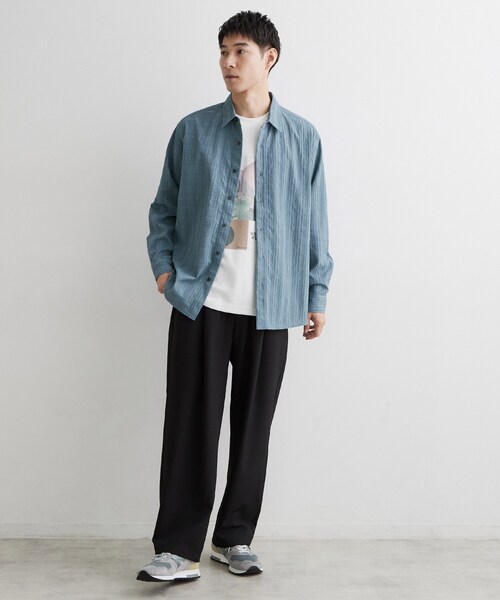 THE SHOP TK (ザ ショップ ティーケー )の「【洗濯機OK】格子織 長袖シャツ(シャツ/ブラウス・メンズ・ダークグレー/ブルー・02/03)」の7枚目の写真