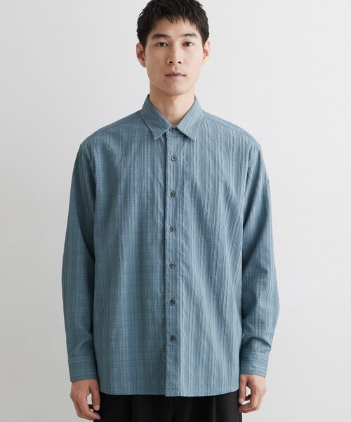THE SHOP TK (ザ ショップ ティーケー )の「【洗濯機OK】格子織 長袖シャツ(シャツ/ブラウス・メンズ・ダークグレー/ブルー・02/03)」の9枚目の写真