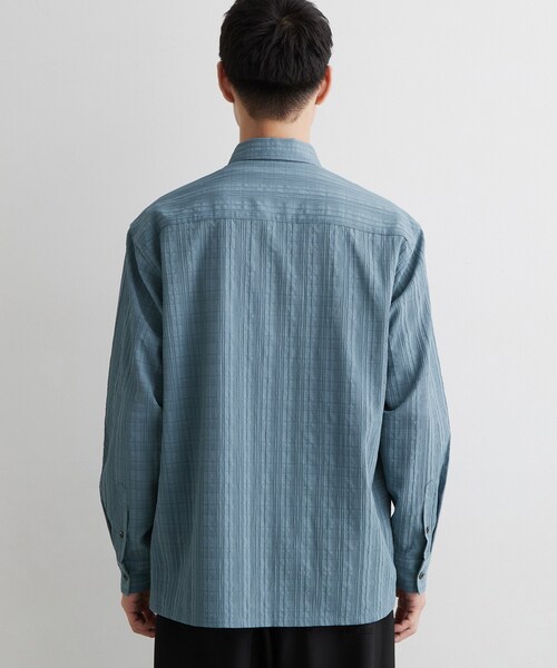 THE SHOP TK (ザ ショップ ティーケー )の「【洗濯機OK】格子織 長袖シャツ(シャツ/ブラウス・メンズ・ダークグレー/ブルー・02/03)」の4枚目の写真