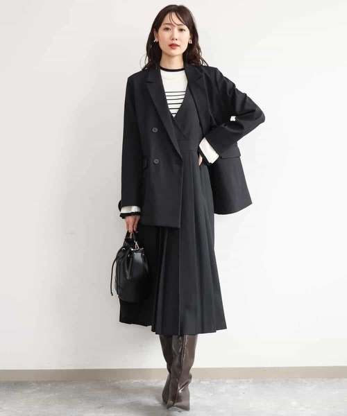 MK MICHEL KLEIN（エムケーミッシェルクラン）の「[洗える]プリーツデザインジャンパースカート（ワンピース・レディース・ダークグレー/ブラック・38）」の21枚目の写真