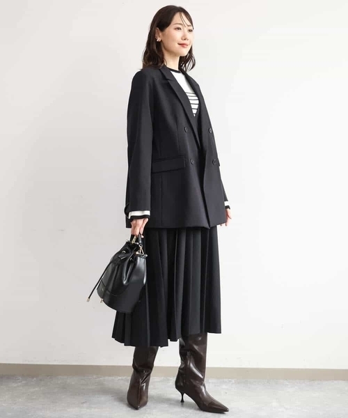 MK MICHEL KLEIN（エムケーミッシェルクラン）の「[洗える]プリーツデザインジャンパースカート（ワンピース・レディース・ダークグレー/ブラック・38）」の22枚目の写真