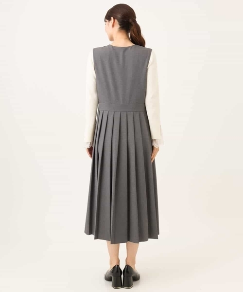 MK MICHEL KLEIN（エムケーミッシェルクラン）の「[洗える]プリーツデザインジャンパースカート（ワンピース・レディース・ダークグレー/ブラック・38）」の9枚目の写真