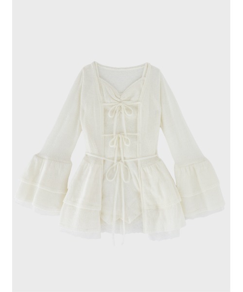 M me eme(エムミーエメ)の「Airy frill knit three piece setup(eme11167)(ワンピース・レディース・ピンク/アイボリー・FREE)」の9枚目の写真