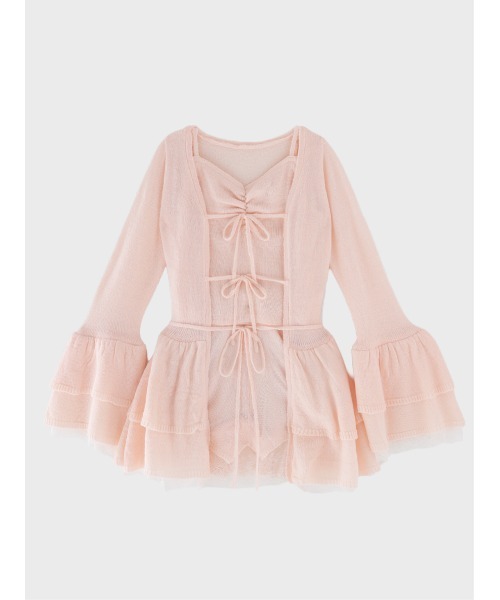 M me eme(エムミーエメ)の「Airy frill knit three piece setup(eme11167)(ワンピース・レディース・ピンク/アイボリー・FREE)」の10枚目の写真