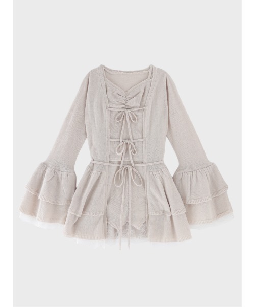 M me eme(エムミーエメ)の「Airy frill knit three piece setup(eme11167)(ワンピース・レディース・ピンク/アイボリー・FREE)」の11枚目の写真