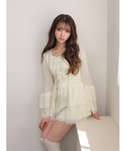M me eme(エムミーエメ)の「Airy frill knit three piece setup(eme11167)(ワンピース・レディース・ピンク/アイボリー・FREE)」の12枚目の写真