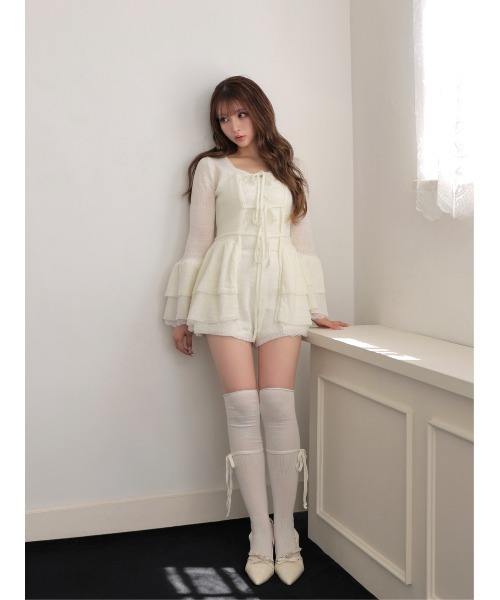 M me eme(エムミーエメ)の「Airy frill knit three piece setup(eme11167)(ワンピース・レディース・ピンク/アイボリー・FREE)」の13枚目の写真