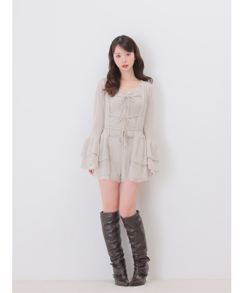 M me eme(エムミーエメ)の「Airy frill knit three piece setup(eme11167)(ワンピース・レディース・ピンク/アイボリー・FREE)」の7枚目の写真