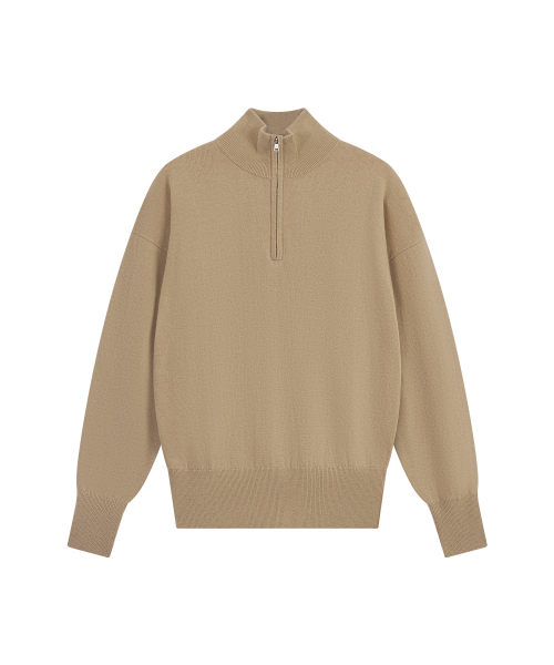 SIYAZU（シヤジュ）の「SIKN2200 ウールブレンド ハイネック ジップアップ ニット_Beige（ニット/セーター・レディース・ベージュ・FREE）」の4枚目の写真